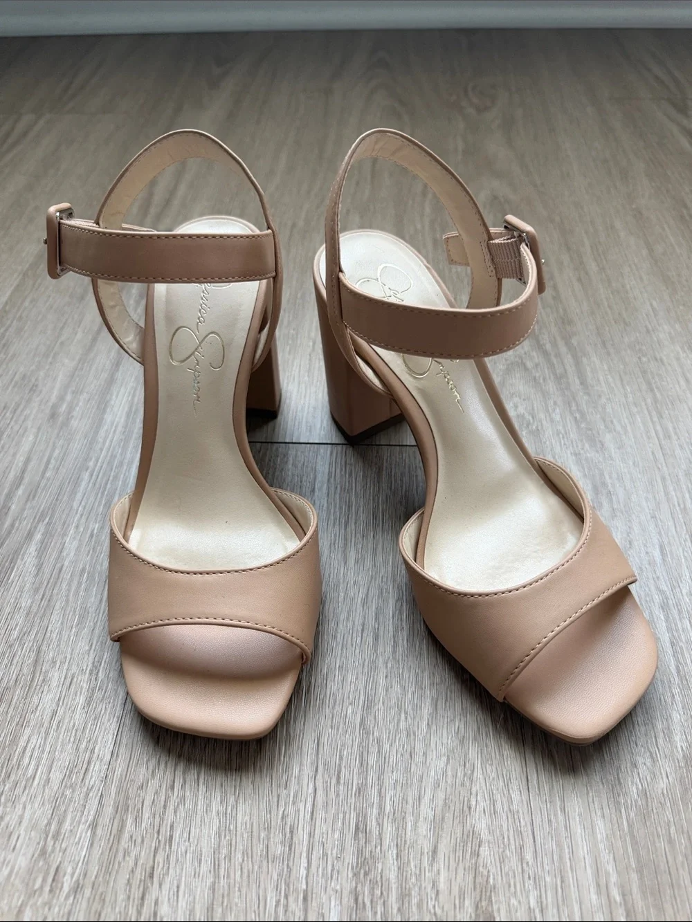 Jessica Simpson Beige Block Heel Sandals